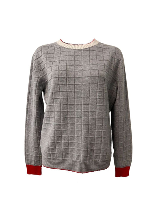 Windowpane Cashmere Crew Women's